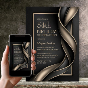 Modern Black and Beige Birthday Party Invitation