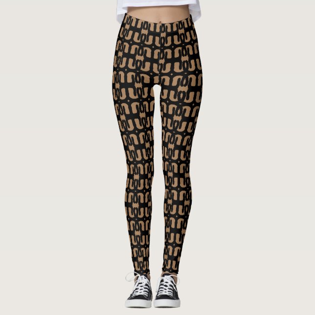 Modern Black and Beige Leggings (Front)