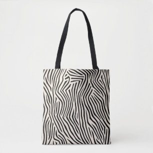 Modern Black and Beige nature Striped Tote Bag