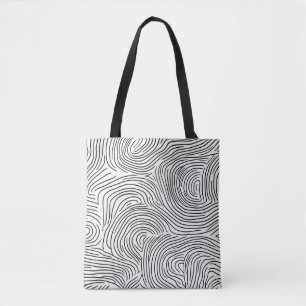 Modern Black and Beige Striped Tote Bag