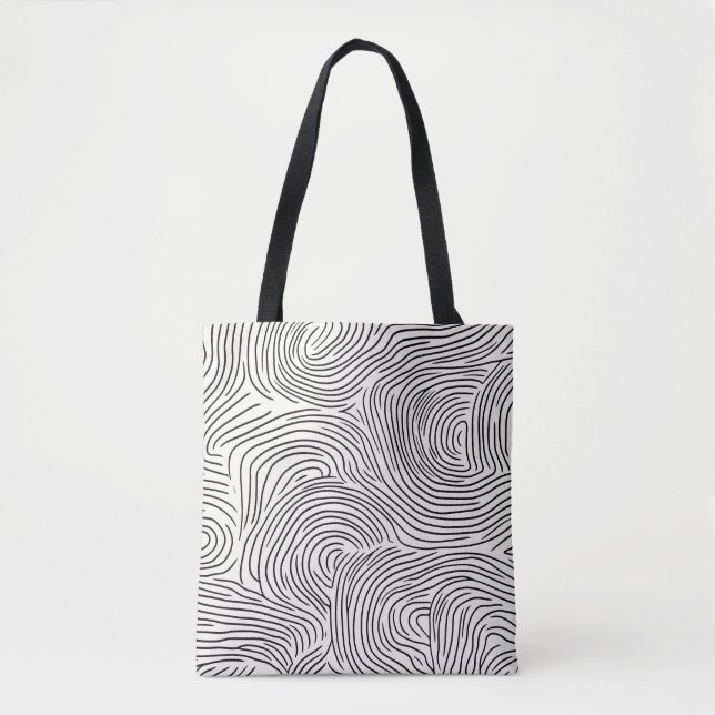 Modern Black and Beige Striped Tote Bag (Front)
