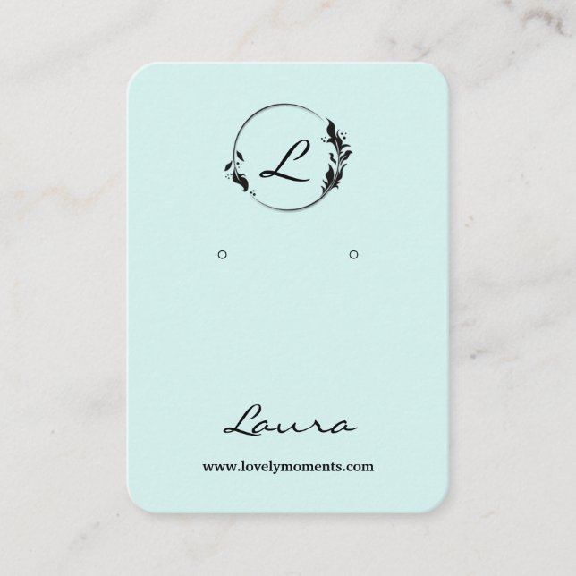 Modern Black and Blue Earring Display Card (Front)