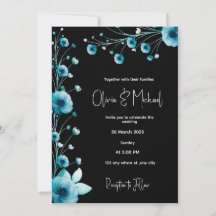 Modern Black and Blue Floral Wedding