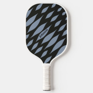 Modern Black and Blue Pattern Custom Name  Pickleball Paddle