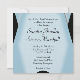 Modern Black and Blue Wedding Invitation