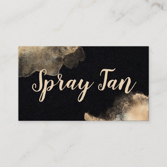 Modern Black And Bronze Ink Mobile Spray Tan Business Card (Front)