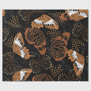 Modern Black and Brown Insect Print Wrapping Paper