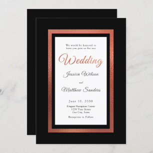 Modern Black and Copper Elegant Formal Wedding Invitation