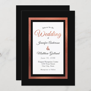 Modern Black and Copper Elegant Wedding Invitation