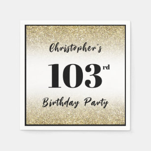 Modern Black and Gold 103rd Birthday Party Custom  Napkin