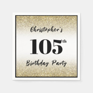 Modern Black and Gold 105th Birthday Party Custom Napkin