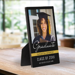 Modern Black and Gold 2025 Graduation Photo Plaque