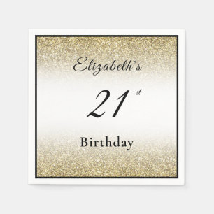 Modern Black and Gold 21st Birthday Party Custom Napkin