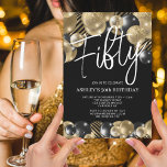 Modern Black and Gold 50th Birthday Invitation<br><div class="desc">Create your own birthday invitation! Personalise this design with your own text. You can further customise this design by selecting the "customise further" link if desired.</div>
