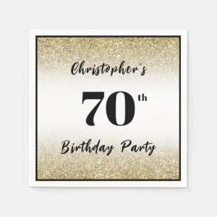 Modern Black and Gold 70th Birthday Party Custom  Napkin