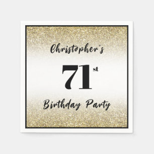 Modern Black and Gold 71st Birthday Party Custom  Napkin
