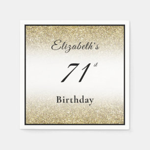 Modern Black and Gold 71st Birthday Party Custom Napkin