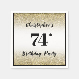 Modern Black and Gold 74th Birthday Party Custom Napkin