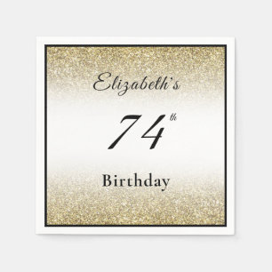 Modern Black and Gold 74th Birthday Party Custom Napkin
