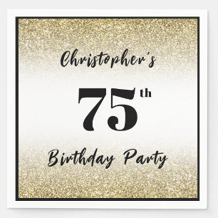Modern Black and Gold 75th Birthday Party Custom Napkin