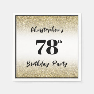 Modern Black and Gold 78th Birthday Party Custom Napkin