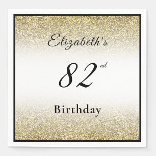 Modern Black and Gold 82nd Birthday Party Custom Napkin