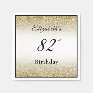 Modern Black and Gold 82nd Birthday Party Custom Napkin