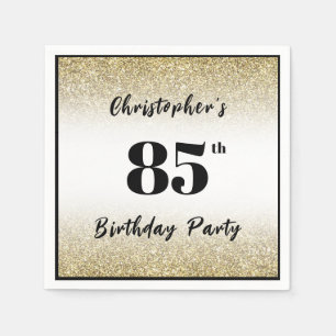 Modern Black and Gold 85th Birthday Party Custom Napkin
