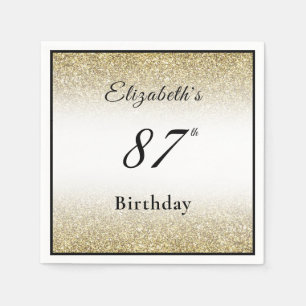 Modern Black and Gold 87th Birthday Party Custom  Napkin