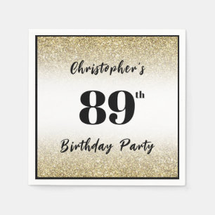 Modern Black and Gold 89th Birthday Party Custom Napkin