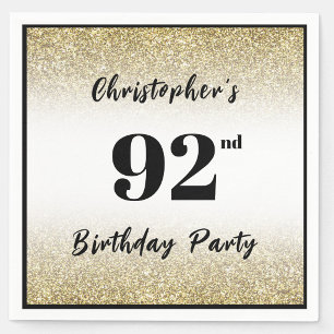 Modern Black and Gold 92nd Birthday Party Custom  Napkin