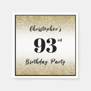 Modern Black and Gold 93rd Birthday Party Custom Napkin