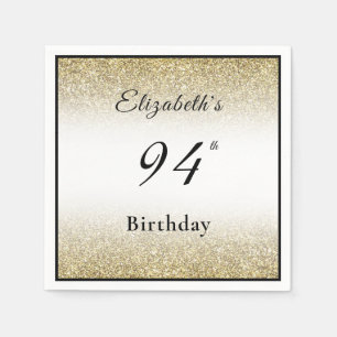 Modern Black and Gold 94th Birthday Party Custom  Napkin