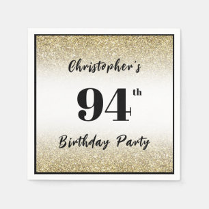 Modern Black and Gold 94th Birthday Party Custom Napkin