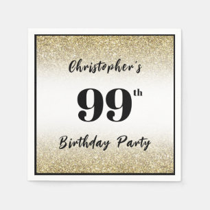 Modern Black and Gold 99th Birthday Party Custom  Napkin