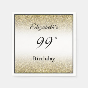 Modern Black and Gold 99th Birthday Party Custom Napkin