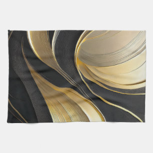 Modern Black and Gold Abstract Luxury- Tea Towel
