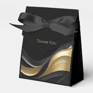 Modern Black and Gold Abstract Wedding Favour Box
