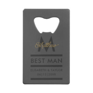 Modern Black and Gold Add Name & Monogram Best Man