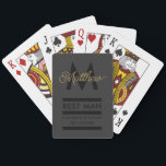Modern Black and Gold Add Name & Monogram Best Man Playing Cards<br><div class="desc">Elegant and modern golden typography to personalise with your best man's name and monogram,  your names and wedding date.</div>