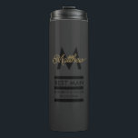 Modern Black and Gold Add Name & Monogram Best Man Thermal Tumbler<br><div class="desc">Elegant and modern golden typography to personalise with your best man's name and monogram,  your names and wedding date.</div>
