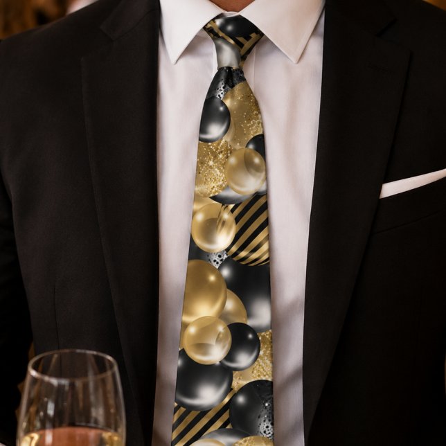 Modern Black and Gold Balloon Tie (Creator Uploaded)