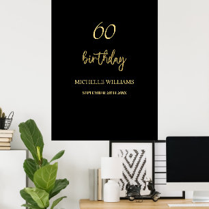 Modern Black and Gold Birthday Party Poster