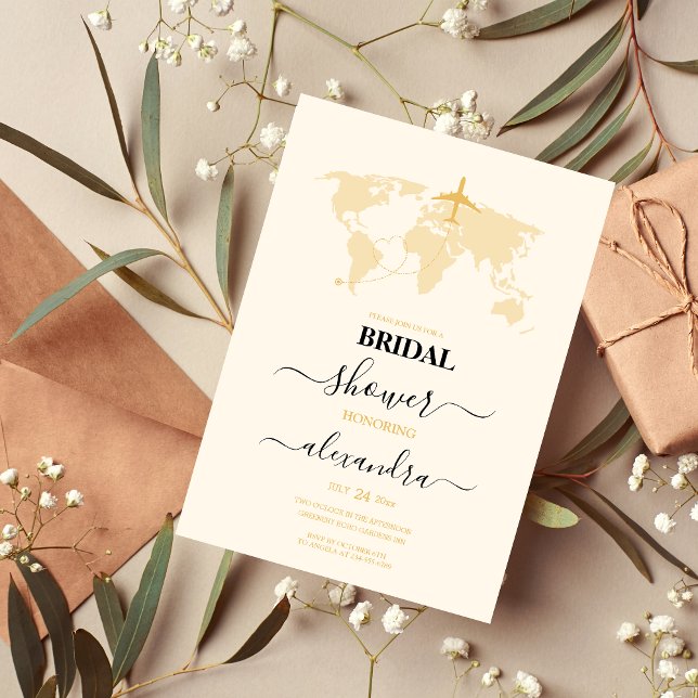 Modern Black and Gold Destination Passport Bridal Invitation (Creator Uploaded)