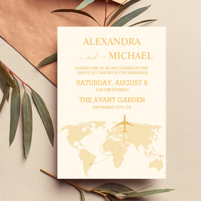 Modern Black and Gold Destination Passport Wedding Invitation (Creator Uploaded)
