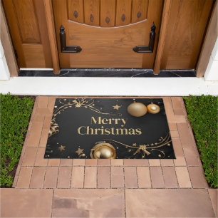 Modern Black and Gold Doormat