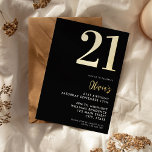 Modern Black and Gold Elegant 21st Birthday<br><div class="desc">A simple modern 21st birthday invitation featuring elegant calligraphy script typography and minimalist design in black and gold foil.</div>
