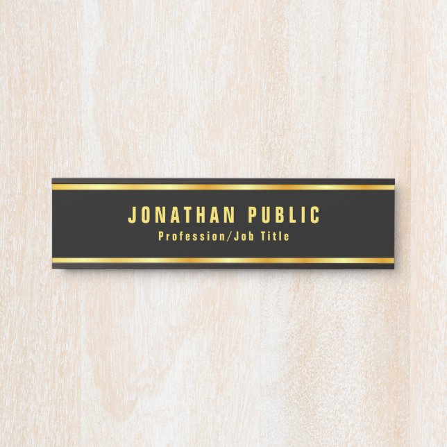 Modern Black And Gold Elegant Custom Door Sign (Front)