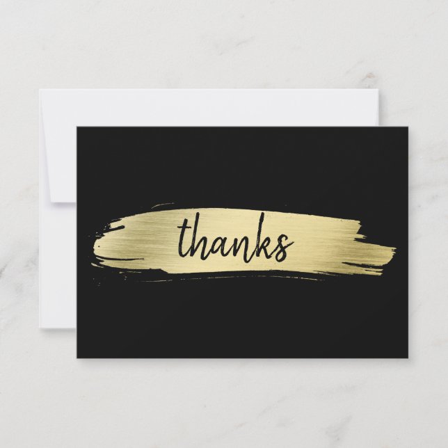 Modern Black and Gold Elegant Thank You Card (Front)