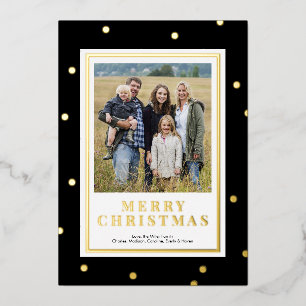 Modern Black and Gold Foil Christmas Photo Card